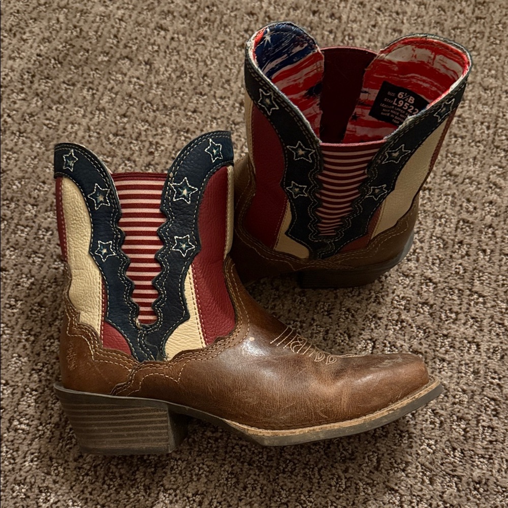 Justin’s Women’s  Patriotic Western Boots - Brown, Red, Blue, Cream